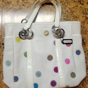 Coach Mulitcolor Polka Dot Purse Tote Bag JO5Q-9763.
